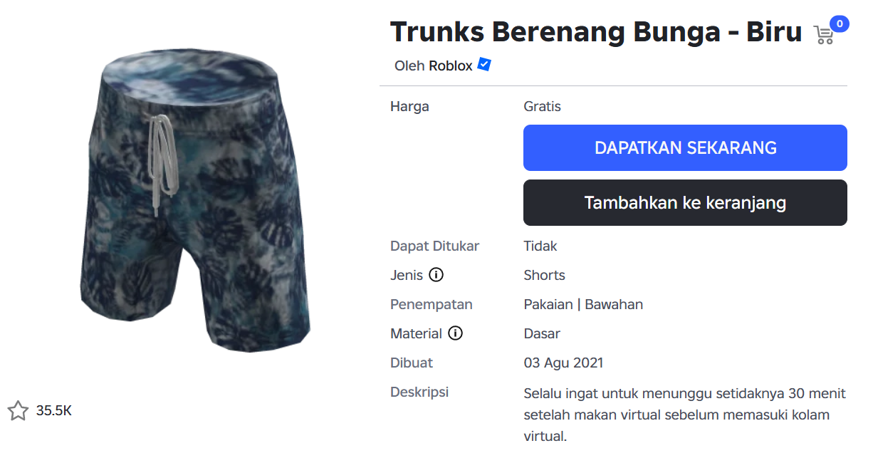 Cara Mendapatkan Floral Swim Trunks Blue Gratis di Roblox