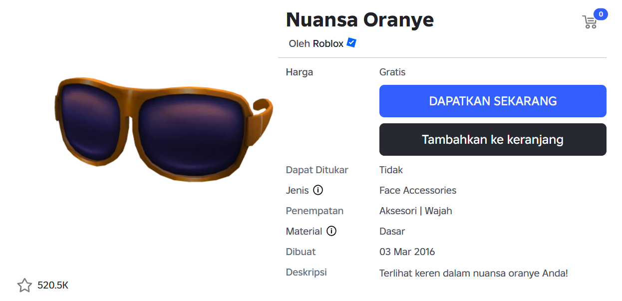Cara Mendapatkan Orange Shades Gratis di Roblox