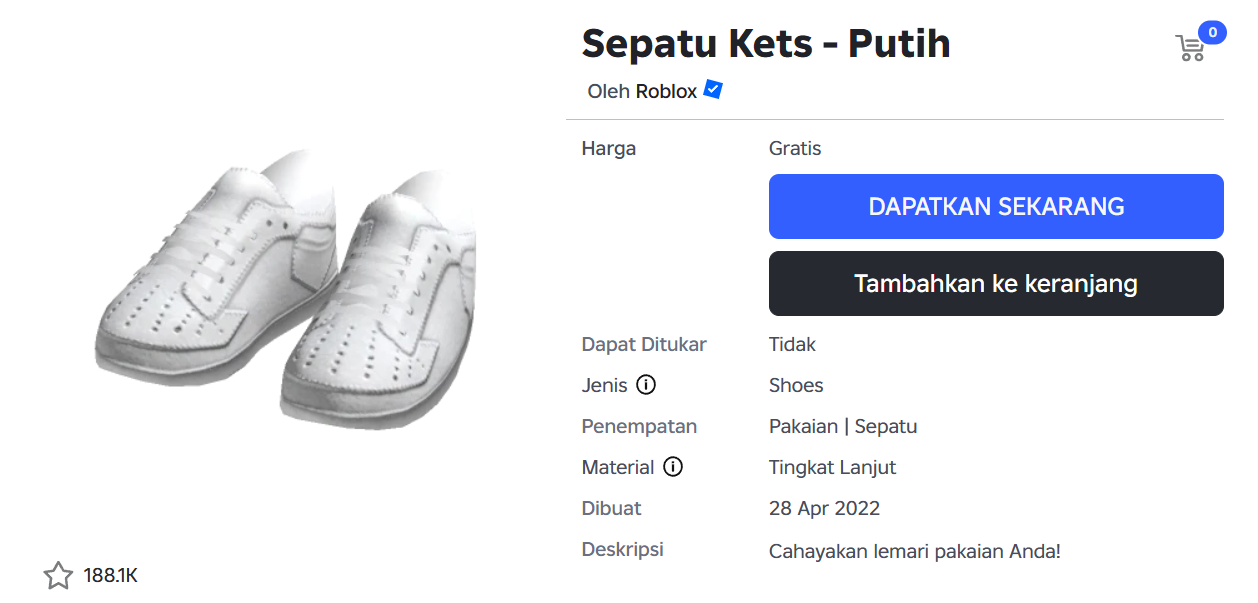 Cara Mendapatkan Sneakers White Gratis di Roblox