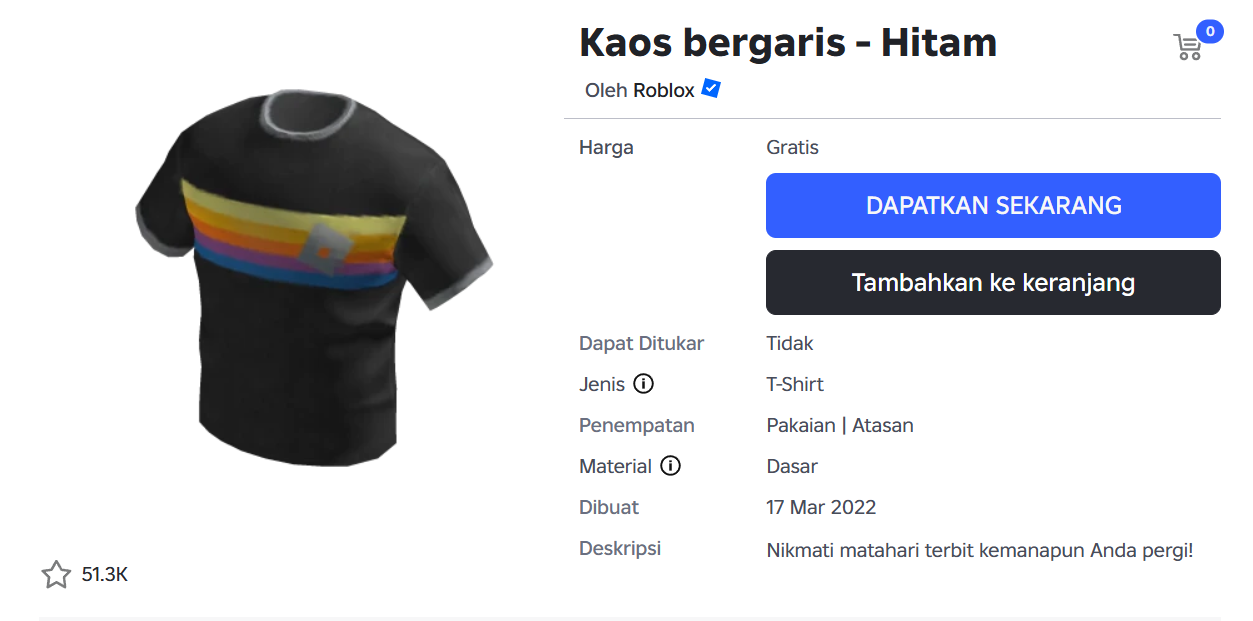 Cara Mendapatkan Striped T-Shirt Black Gratis di Roblox